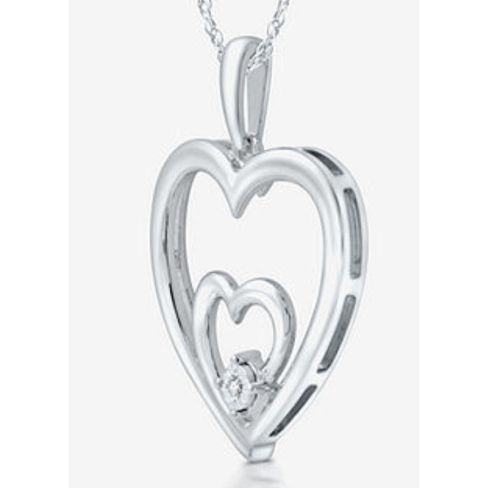 Natural Diamond Heart Necklace Sterling Silver 925 NWTS - Picture 3 of 3